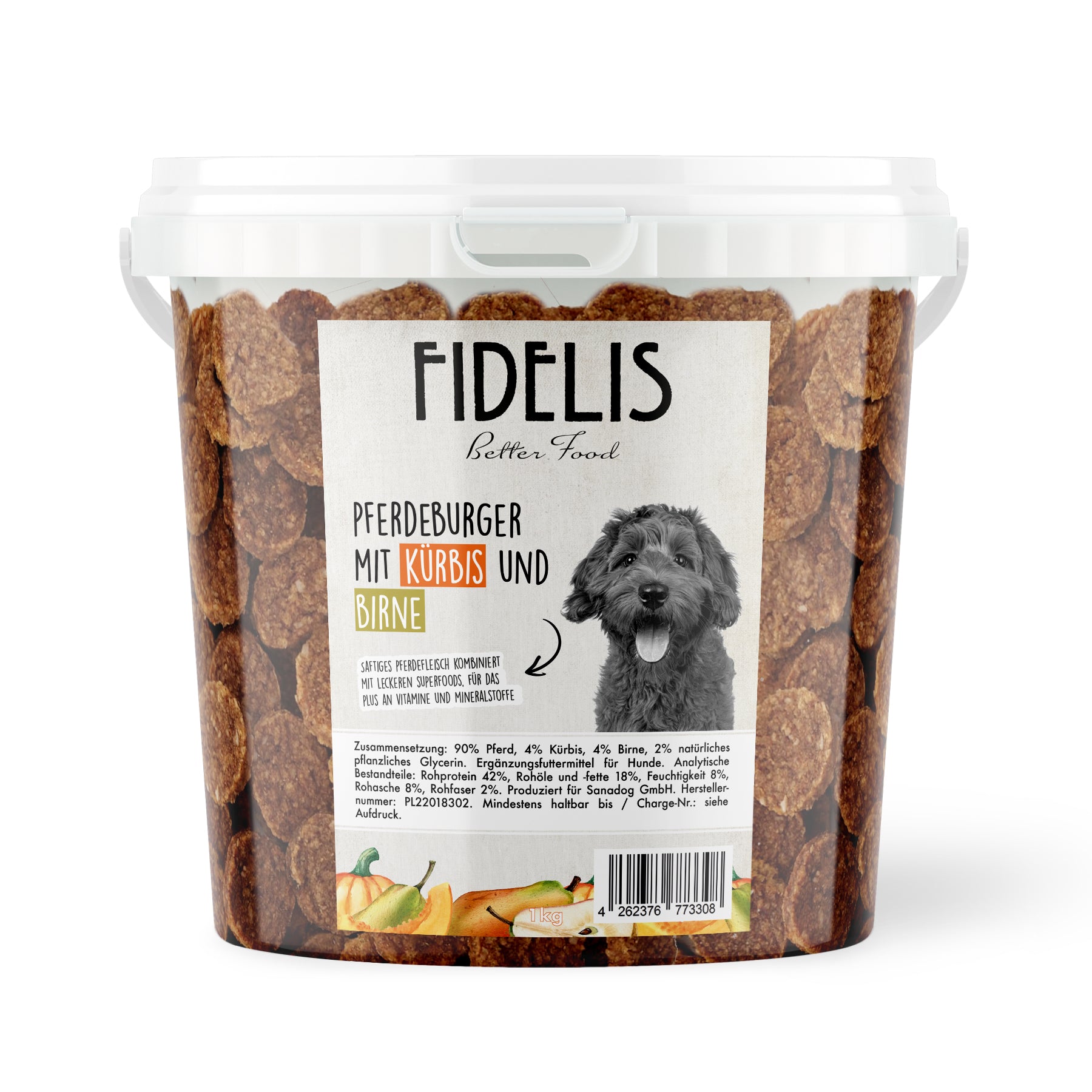 hersteller hundefutter Pferdeburger mit Kürbis und Birne (1kg-Eimer)