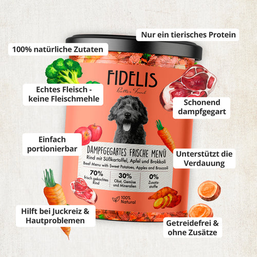Rind mit Süßkartoffel, Apfel und Brokkoli (im Glas)