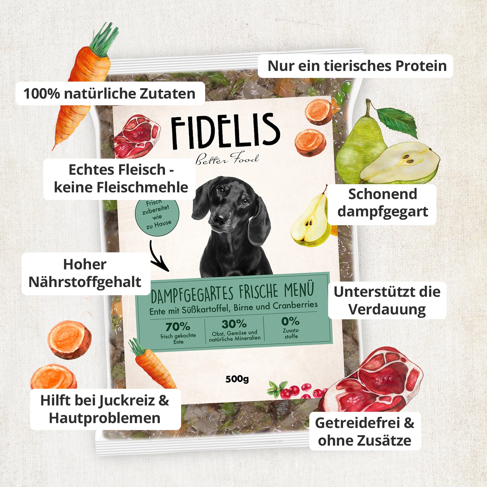 Ente mit Süßkartoffel, Birne und Cranberries (500g) gefroren