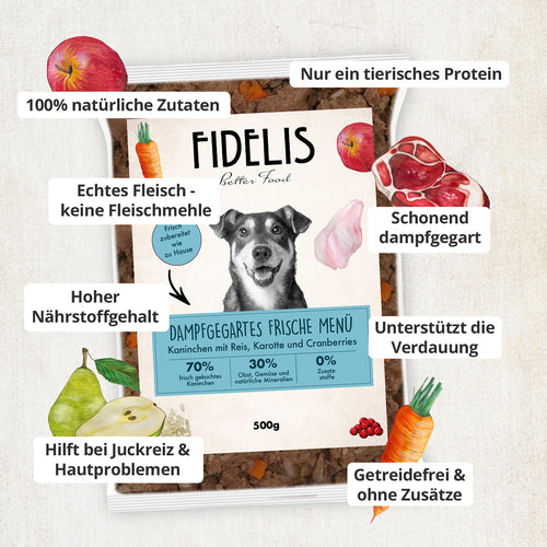 Kaninchen mit Reis, Karotte und Cranberries (500g) gefroren