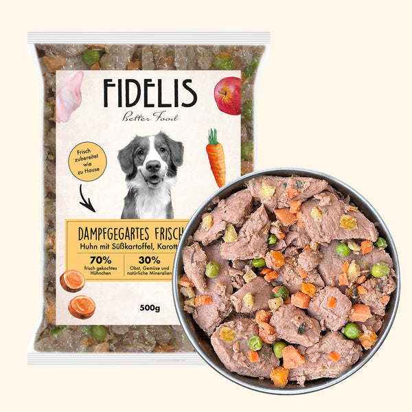 Gekochtes Hundefutter: Hähnchen