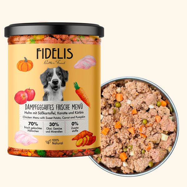 hundefutter mhd Huhn mit Süßkartoffel (im Glas) - Aktion