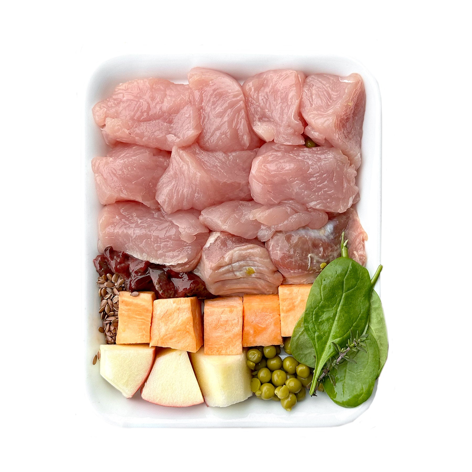 Pute mit Süßkartoffel, Erbsen und Spinat (500g) gefroren