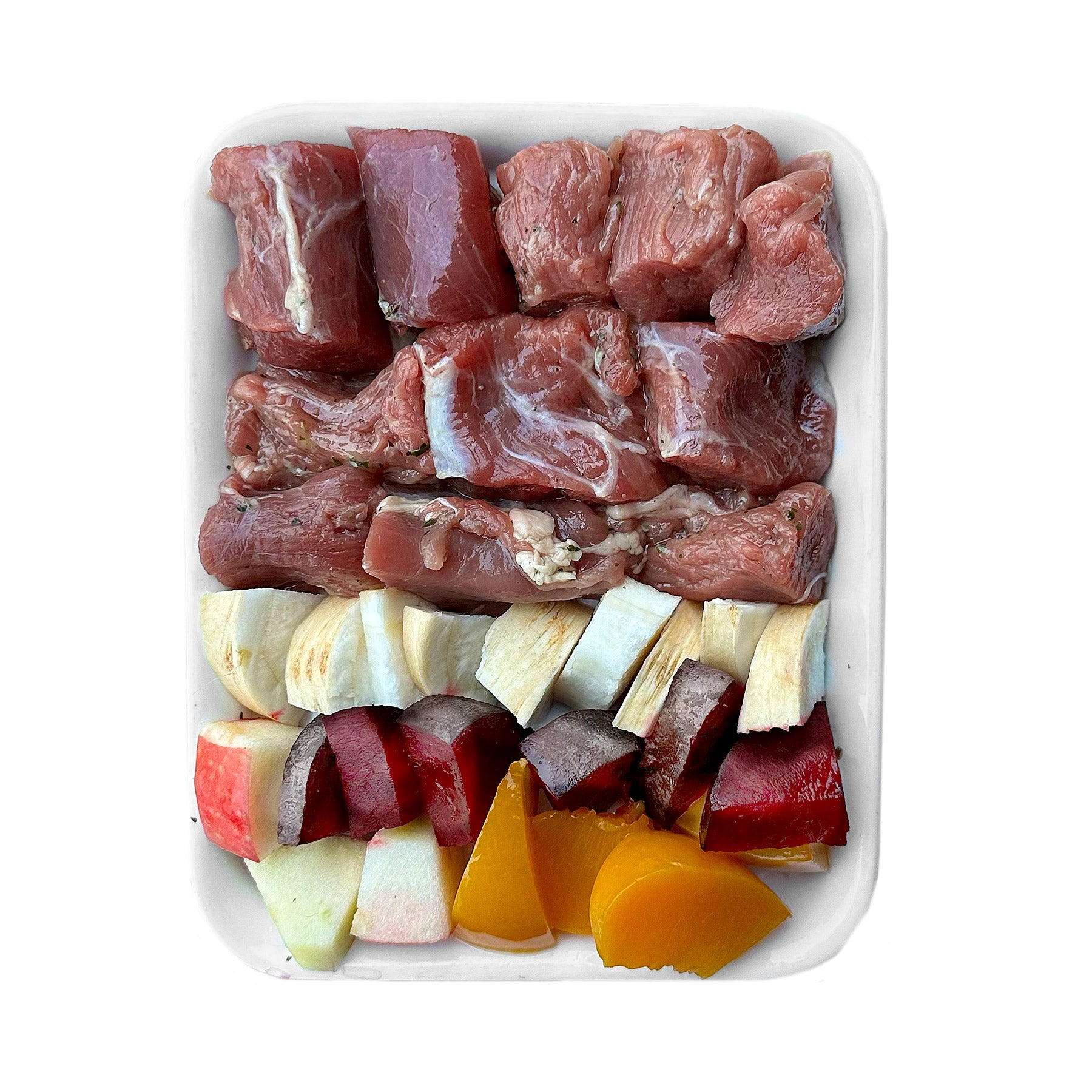 Ziege mit Maniok, Karotten und Pfirsich (500g) gefroren