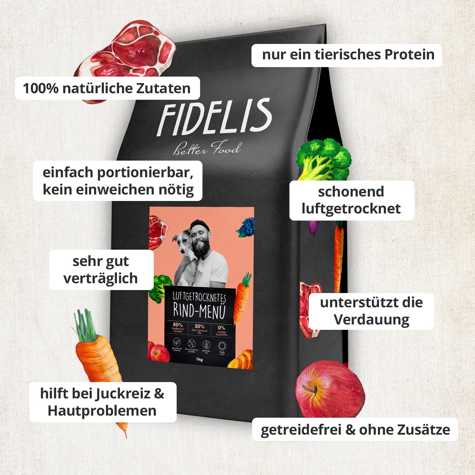 getrocknetes Rind-Menü