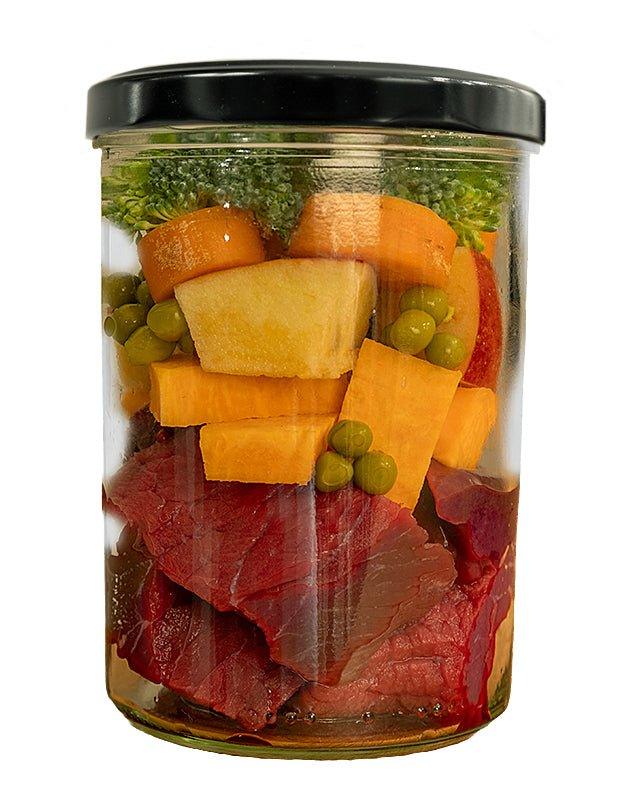 Probier-Glas: Frische-Menü Rind mit Süßkartoffel, Apfel und Brokkoli (400g)